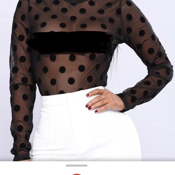 Tops - NWT black polka dot see-through bodysuit 